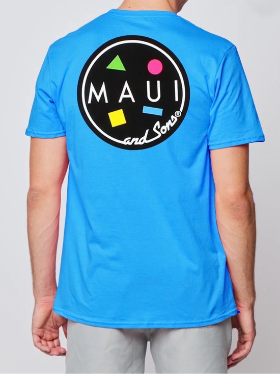 Maui and Sons Other - Retro Maui & Sons Classic Cookie Logo T-shirt Neon Blue Graphic M NWT Dead-stoc